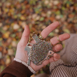 Beaded Hedgehog Keychain or Bag Charm