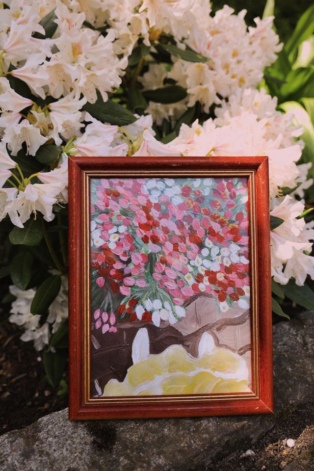 Hello April Poster in Wooden Frame