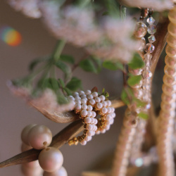 Beaded Holly Hoop Earrings