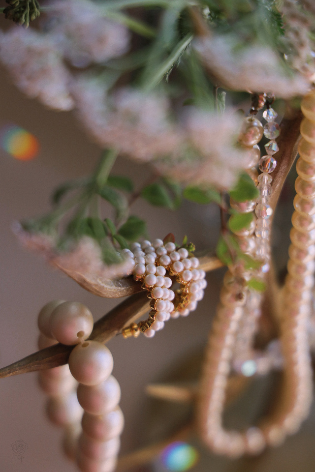 Beaded Holly Hoop Earrings
