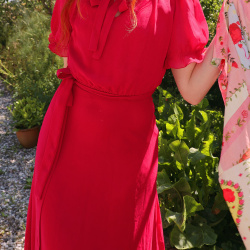 Hot Pink 70's Vintage Dress | S