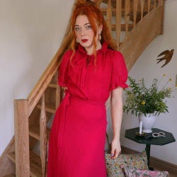 Hot Pink 70's Vintage Dress | S