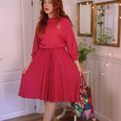 Hot Pink Simple Vintage Dress | M/L