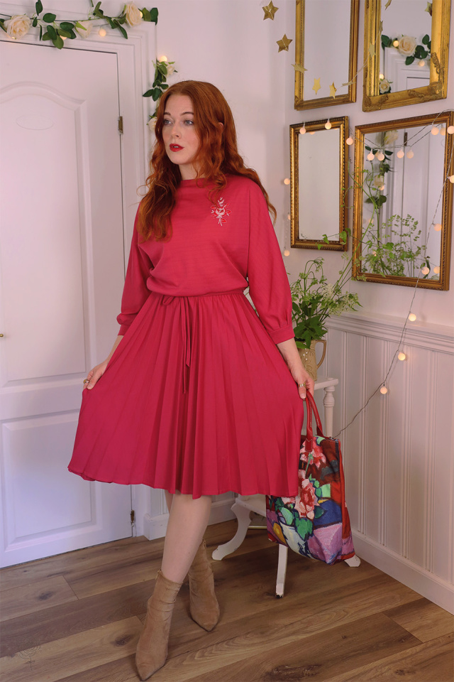 Hot Pink Simple Vintage Dress | M/L