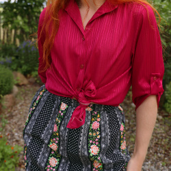 Hot Pink Striped Vintage Top | S/M