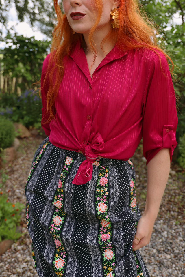 Hot Pink Striped Vintage Top | S/M
