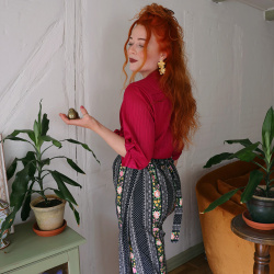 Black Floral Wrap Cotton Skirt | S/M