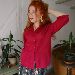 Hot Pink Striped Vintage Top | S/M