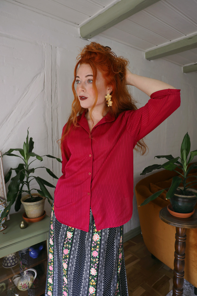 Hot Pink Striped Vintage Top | S/M