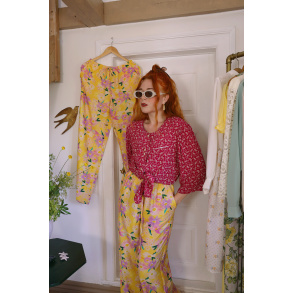 Pink White Floral Vintage Top | M/L