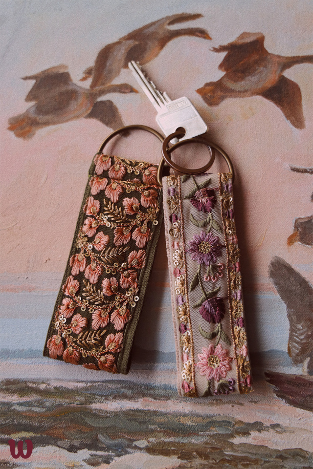 Out of This World Green Embroidered Keychains 