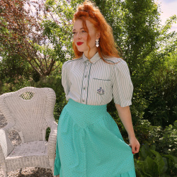 Jadey Green Floral Vintage Skirt | M/L
