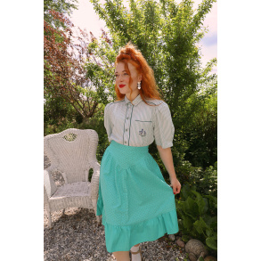 Jadey Green Floral Vintage Skirt | M/L