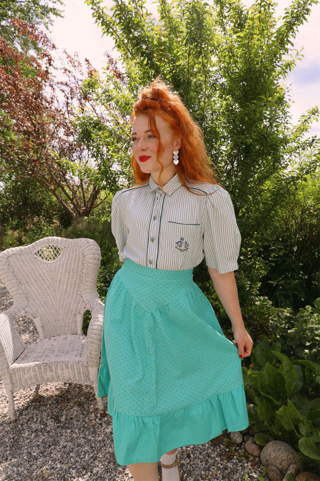 Jadey Green Floral Vintage Skirt | M/L