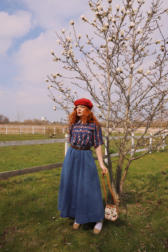 Key-Item Denim Maxi Skirt 