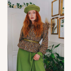 Light Khaki Green Wool Beret