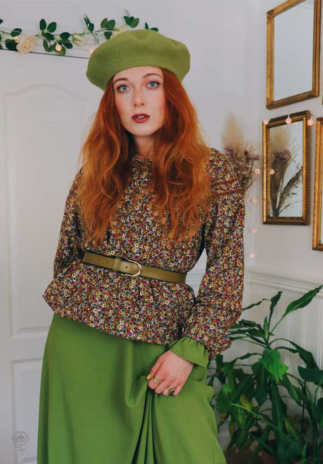 Light Khaki Green Wool Beret