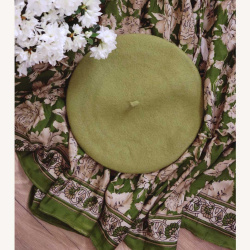 Light Khaki Green Wool Beret