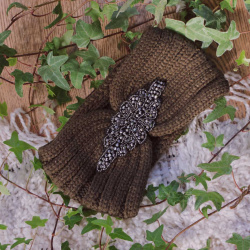 Khaki Silver Leaf Headband 