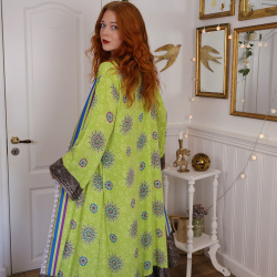 Kiwi Green Recycled Kimono | S-XL