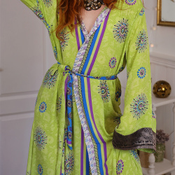 Kiwi Green Recycled Kimono | S-XL