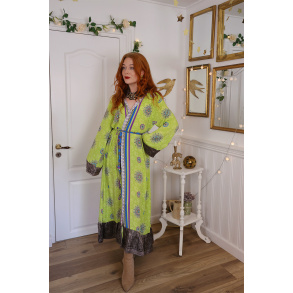 Kiwi Green Recycled Kimono | S-XL