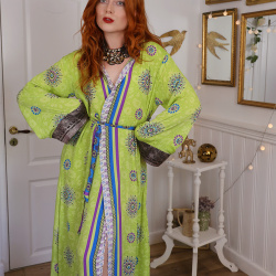 Kiwi Green Recycled Kimono | S-XL