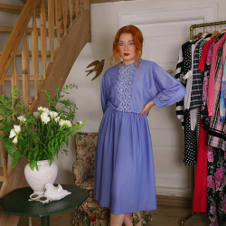 Lavender Lace Vintage Dress | M