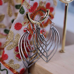 Earthy Leaf Earrings | Silver &amp; Brass