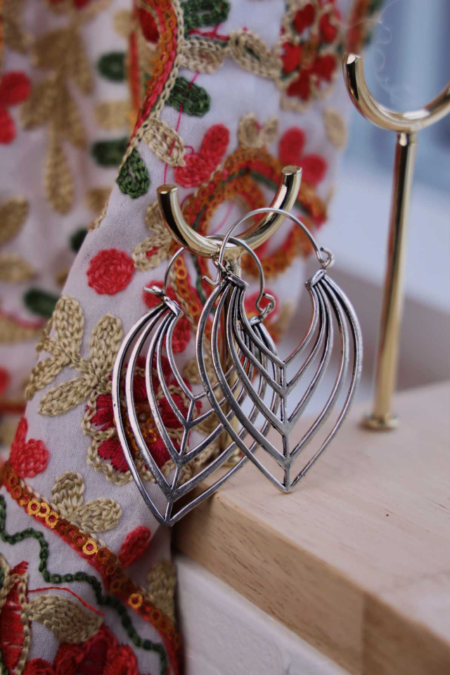 Earthy Leaf Earrings | Silver &amp; Brass