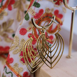 Earthy Leaf Earrings | Silver &amp; Brass