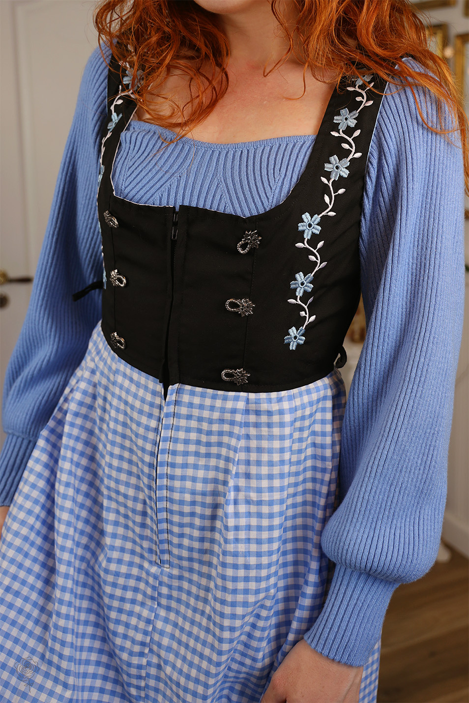 blue gingham dress costume Erina Blue Gingham Tiered Dress main image 0
