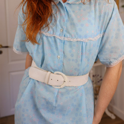 Light Blue Floral 70's Night Gown | L/XL