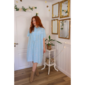 Light Blue Floral 70's Night Gown | L/XL