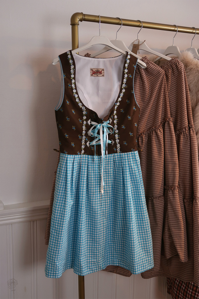 Light Blue Gingham Cottagecore Vintage Dress | XS
