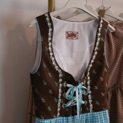 Light Blue Gingham Cottagecore Vintage Dress | XS