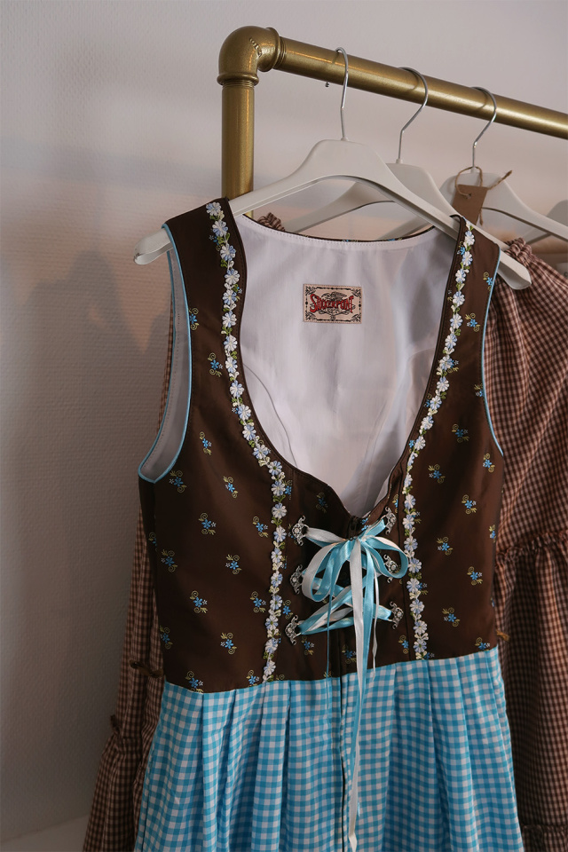 Light Blue Gingham Cottagecore Vintage Dress | XS