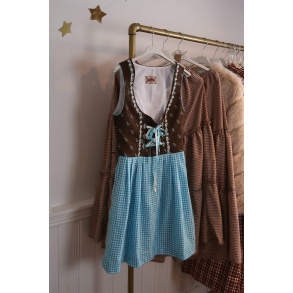 Light Blue Gingham Cottagecore Vintage Dress | XS