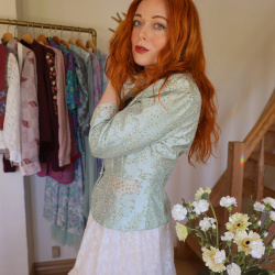 Light Pearl Blue Elegant Jacket | M