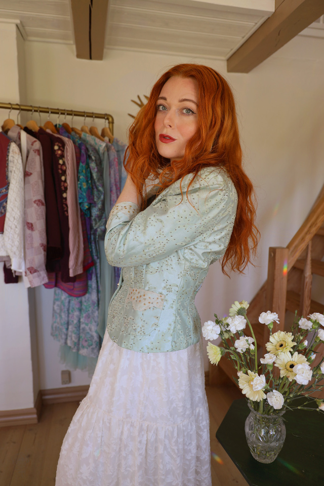 Light Pearl Blue Elegant Jacket | M