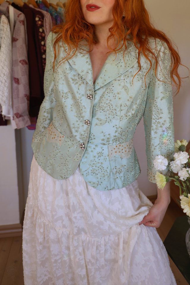 Light Pearl Blue Elegant Jacket | M