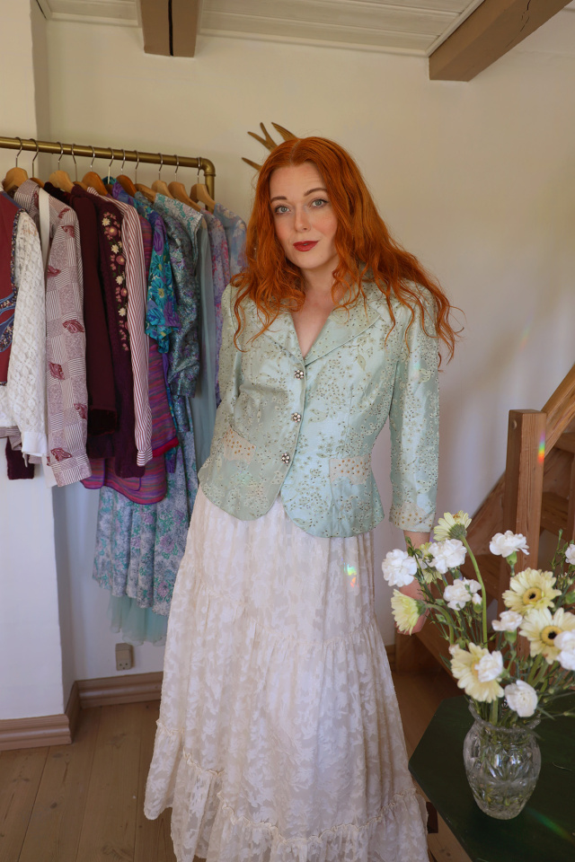 Light Pearl Blue Elegant Jacket | M