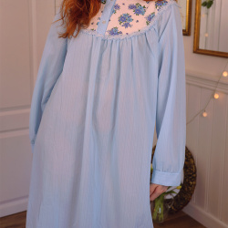 Light Blue Purple Floral Night Gown | S