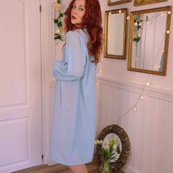 Light Blue Purple Floral Night Gown | S