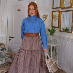 Light Blue Silver Thread Vintage Blouse | M