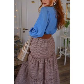 Light Blue Silver Thread Vintage Blouse | M