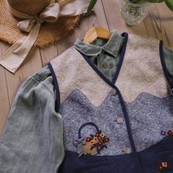 Light Dust Green Vintage Blouse | XXL