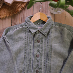 Light Dust Green Vintage Blouse | XXL