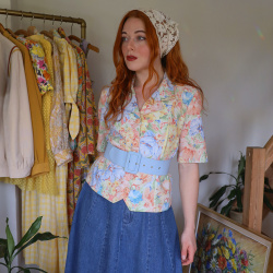 Light Floral Vintage Blazer Top | M