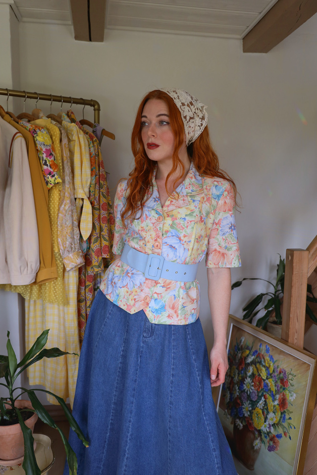 Light Floral Vintage Blazer Top | M